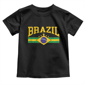 Brazilian Pride Vintage Brasil Brazil Flag Latin America Toddler T Shirt TS11 Black Print Your Wear