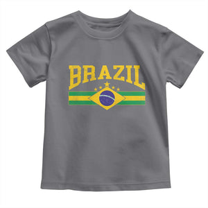 Brazilian Pride Vintage Brasil Brazil Flag Latin America Toddler T Shirt TS11 Charcoal Print Your Wear
