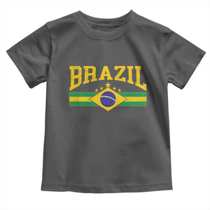 Brazilian Pride Vintage Brasil Brazil Flag Latin America Toddler T Shirt TS11 Dark Heather Print Your Wear