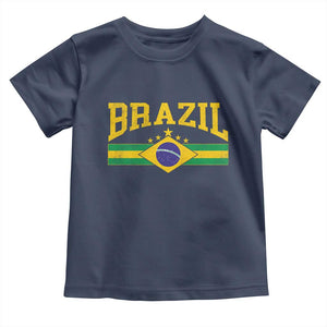Brazilian Pride Vintage Brasil Brazil Flag Latin America Toddler T Shirt TS11 Navy Print Your Wear