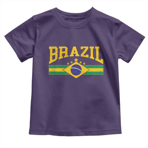 Brazilian Pride Vintage Brasil Brazil Flag Latin America Toddler T Shirt TS11 Purple Print Your Wear