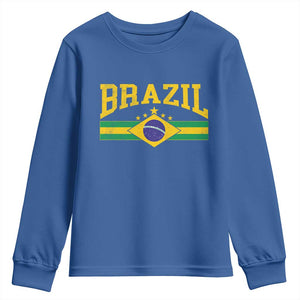 Brazilian Pride Vintage Brasil Brazil Flag Latin America Youth Sweatshirt TS11 Royal Blue Print Your Wear