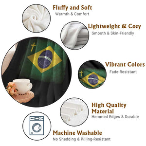 Brazilian Pride Christian Cross Latin America Brazil Flag Throw Blanket TS11 Print Your Wear
