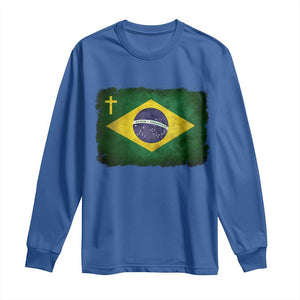 Brazilian Pride Christian Cross Latin America Brazil Flag Long Sleeve Shirt TS11 Royal Blue Print Your Wear