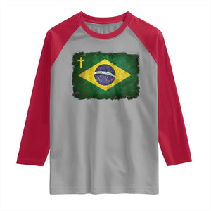 Brazilian Pride Christian Cross Latin America Brazil Flag Raglan Shirt TS11 Sport Gray Red Print Your Wear