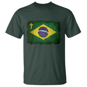 Brazilian Pride Christian Cross Latin America Brazil Flag T Shirt TS11 Dark Forest Green Print Your Wear