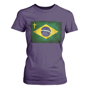 Brazilian Pride Christian Cross Latin America Brazil Flag T Shirt For Women TS11 Purple Print Your Wear