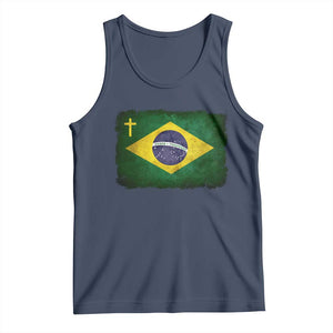 Brazilian Pride Christian Cross Latin America Brazil Flag Tank Top TS11 Navy Print Your Wear