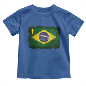 Brazilian Pride Christian Cross Latin America Brazil Flag Toddler T Shirt TS11 Royal Blue Print Your Wear