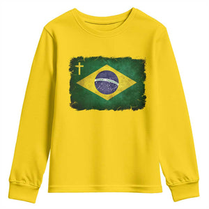 Brazilian Pride Christian Cross Latin America Brazil Flag Youth Sweatshirt TS11 Daisy Print Your Wear