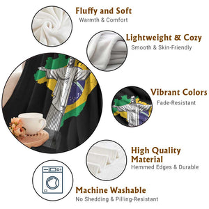 Brazilian Pride Christ the Redeemer Statue Latin America Brazil Map Throw Blanket TS11 Print Your Wear