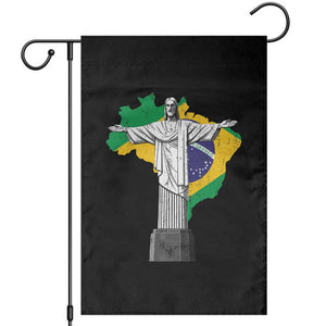 Brazilian Pride Christ the Redeemer Statue Latin America Brazil Map Garden Flag TS11 Black Print Your Wear