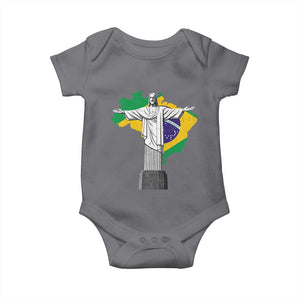 Brazilian Pride Christ the Redeemer Statue Latin America Brazil Map Baby Onesie TS11 Charcoal Print Your Wear