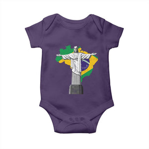 Brazilian Pride Christ the Redeemer Statue Latin America Brazil Map Baby Onesie TS11 Purple Print Your Wear