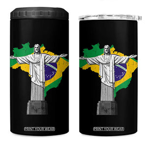 Brazilian Pride Christ the Redeemer Statue Latin America Brazil Map 4 in 1 Can Cooler Tumbler TS11 One Size: 16 oz Black Print Your Wear