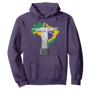 Brazilian Pride Christ the Redeemer Statue Latin America Brazil Map Hoodie TS11 Purple Print Your Wear