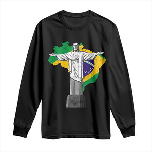 Brazilian Pride Christ the Redeemer Statue Latin America Brazil Map Long Sleeve Shirt TS11 Black Print Your Wear