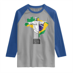 Brazilian Pride Christ the Redeemer Statue Latin America Brazil Map Raglan Shirt TS11 Sport Gray Royal Print Your Wear
