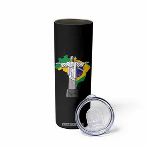 Brazilian Pride Christ the Redeemer Statue Latin America Brazil Map Skinny Tumbler TS11 Print Your Wear