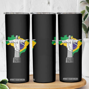 Brazilian Pride Christ the Redeemer Statue Latin America Brazil Map Skinny Tumbler TS11 Print Your Wear