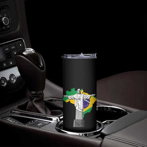 Brazilian Pride Christ the Redeemer Statue Latin America Brazil Map Skinny Tumbler TS11 Print Your Wear