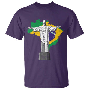 Brazilian Pride Christ the Redeemer Statue Latin America Brazil Map T Shirt TS11 Purple Print Your Wear