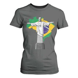Brazilian Pride Christ the Redeemer Statue Latin America Brazil Map T Shirt For Women TS11 Dark Heather Print Your Wear