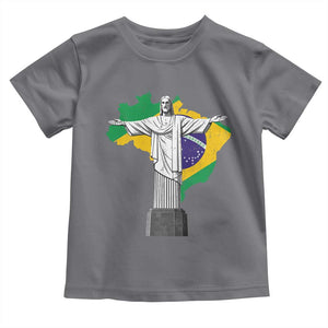 Brazilian Pride Christ the Redeemer Statue Latin America Brazil Map Toddler T Shirt TS11 Charcoal Print Your Wear