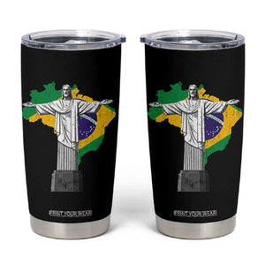 Brazilian Pride Christ the Redeemer Statue Latin America Brazil Map Tumbler Cup TS11 Black Print Your Wear