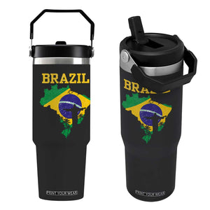 Brazilian Pride Christ the Redeemer Statue Latin America Flip Straw Tumbler TS11 One Size: 30 oz Black Print Your Wear