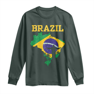 Brazilian Pride Christ the Redeemer Statue Latin America Long Sleeve Shirt TS11 Dark Forest Green Print Your Wear