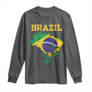 Brazilian Pride Christ the Redeemer Statue Latin America Long Sleeve Shirt TS11 Dark Heather Print Your Wear