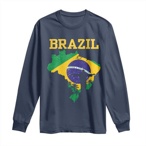 Brazilian Pride Christ the Redeemer Statue Latin America Long Sleeve Shirt TS11 Navy Print Your Wear