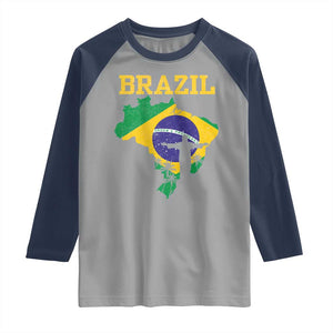 Brazilian Pride Christ the Redeemer Statue Latin America Raglan Shirt TS11 Sport Gray Navy Print Your Wear
