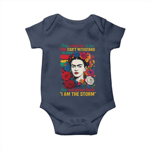Frida Kahlo Baby Onesie They Whispered To Her You Cant Withstand The Storm TS11 Navy Print Your Wear