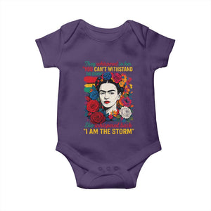 Frida Kahlo Baby Onesie They Whispered To Her You Cant Withstand The Storm TS11 Purple Print Your Wear