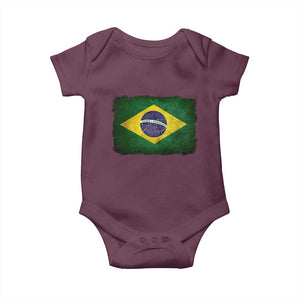 Brazilian Pride Latin America Vintage Brazil Flag Baby Onesie TS11 Maroon Print Your Wear