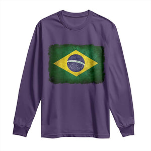 Brazilian Pride Latin America Vintage Brazil Flag Long Sleeve Shirt TS11 Purple Print Your Wear