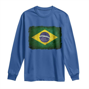 Brazilian Pride Latin America Vintage Brazil Flag Long Sleeve Shirt TS11 Royal Blue Print Your Wear