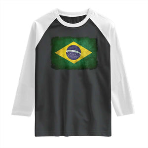 Brazilian Pride Latin America Vintage Brazil Flag Raglan Shirt TS11 Black White Print Your Wear