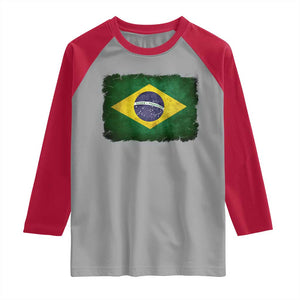 Brazilian Pride Latin America Vintage Brazil Flag Raglan Shirt TS11 Sport Gray Red Print Your Wear