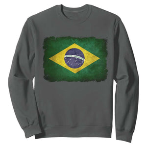 Brazilian Pride Latin America Vintage Brazil Flag Sweatshirt TS11 Dark Heather Print Your Wear