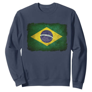 Brazilian Pride Latin America Vintage Brazil Flag Sweatshirt TS11 Navy Print Your Wear