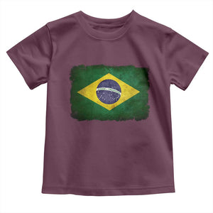 Brazilian Pride Latin America Vintage Brazil Flag Toddler T Shirt TS11 Maroon Print Your Wear
