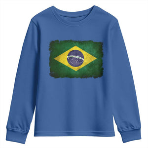 Brazilian Pride Latin America Vintage Brazil Flag Youth Sweatshirt TS11 Royal Blue Print Your Wear