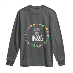Harris Supporter 2024 Long Sleeve Shirt Vegans For Kamala Vegeterian Veggies TS11 Dark Heather Print Your Wear
