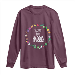 Harris Supporter 2024 Long Sleeve Shirt Vegans For Kamala Vegeterian Veggies TS11 Maroon Print Your Wear