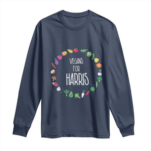 Harris Supporter 2024 Long Sleeve Shirt Vegans For Kamala Vegeterian Veggies TS11 Navy Print Your Wear