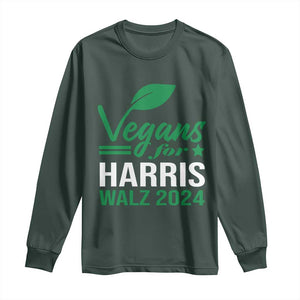 Kamala Supporter 2024 Long Sleeve Shirt Vegans For Harris Walz 2024 Veggies TS11 Dark Forest Green Print Your Wear