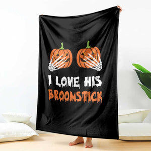 Halloween Couple Matching Throw Blanket I Love His Broomstick Pumpkin Skeleton Hand TS11 Print Your Wear